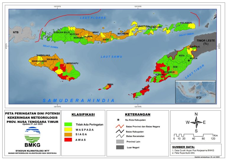 Peta Peringatan Dini Potensi Kekeringan Meteorologis Provinsi Nusa Tenggara Timur