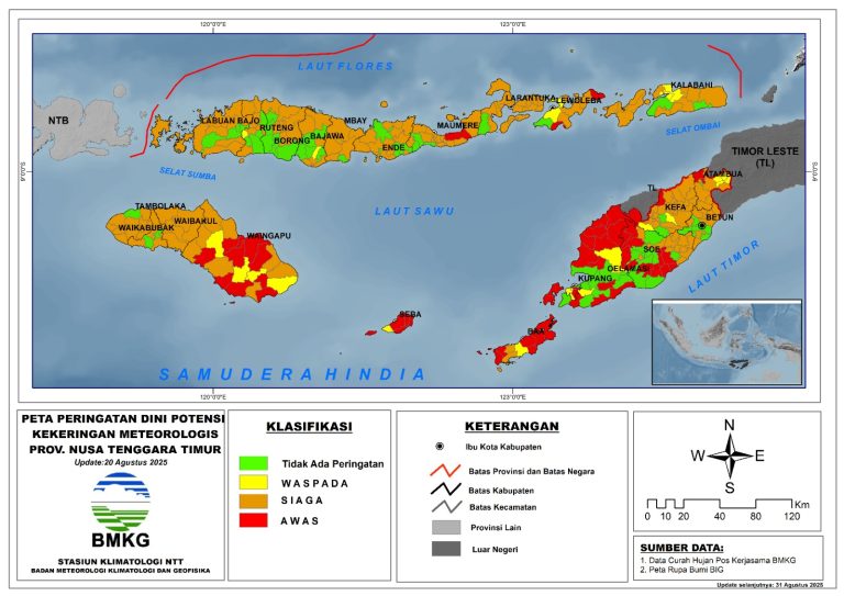 Peta Peringatan Dini Potensi Kekeringan Meteorologis Provinsi Nusa Tenggara Timur