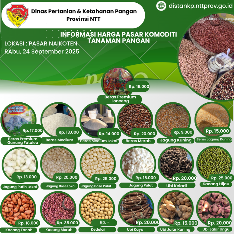 24 September 2025 Informasi Harga Komoditi Tanaman Pangan di Pasar Naikoten