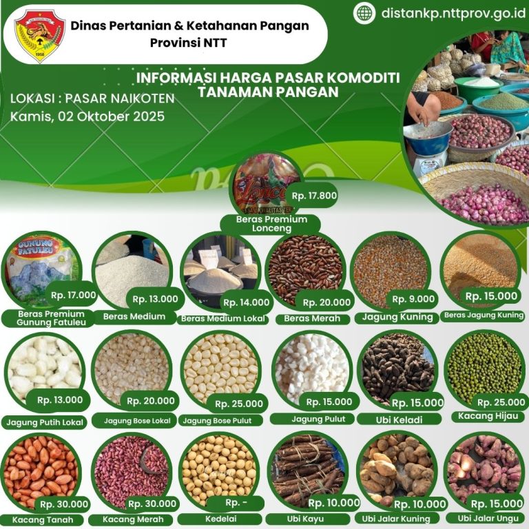 02 Oktober 2025 Informasi Harga Komoditi Tanaman Pangan di Pasar Naikoten