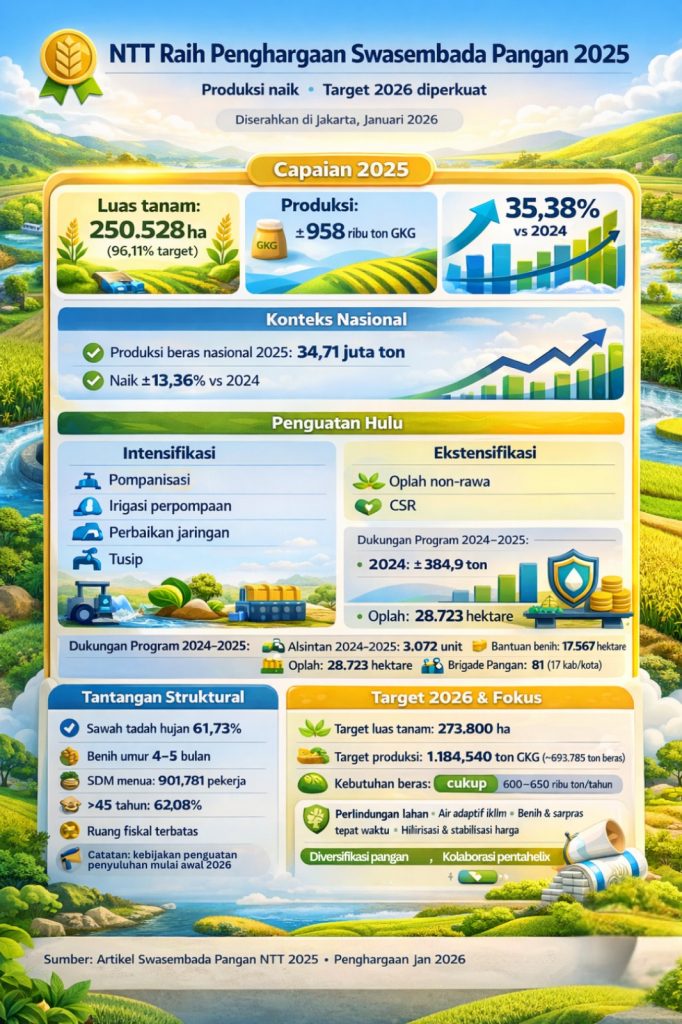 Flyer NTT Raih Penghargaan Swasembada Pangan 2025, Produksi Padi Meningkat dan Target 2026 Diperkuat