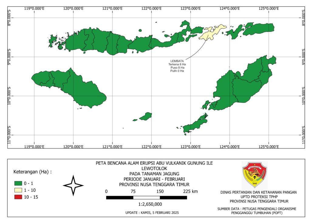 PETA BENCANA ALAM ABU VULKANIK PADA TANAMAN JAGUNG gunung lewotowok lembata