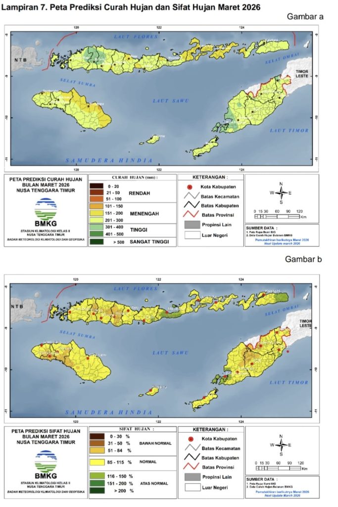 Prediksi Curah Hujan dan Sifat Hujan di Nusa Tenggara Timur untuk Bulan Maret hingga Mei 2026 1