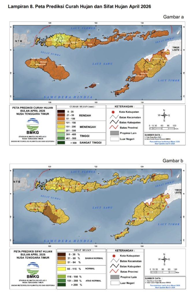 Prediksi Curah Hujan dan Sifat Hujan di Nusa Tenggara Timur untuk Bulan Maret hingga Mei 2026 2