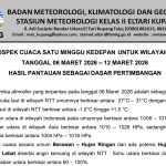 Peringatan Dini Cuaca untuk NTT, 9–11 Maret 2026