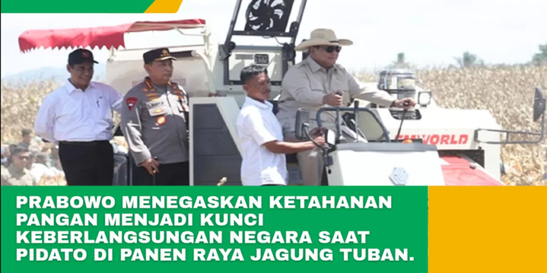 Prabowo Tegaskan Ketahanan Pangan Jadi Kunci Bertahannya Negara