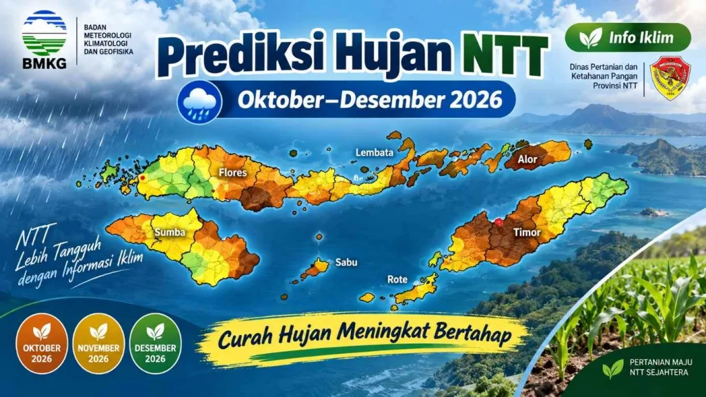 BMKG Prediksi Curah Hujan NTT Meningkat Bertahap hingga Desember 2026, Sektor Pertanian Perlu Siapkan Langkah Adaptasi