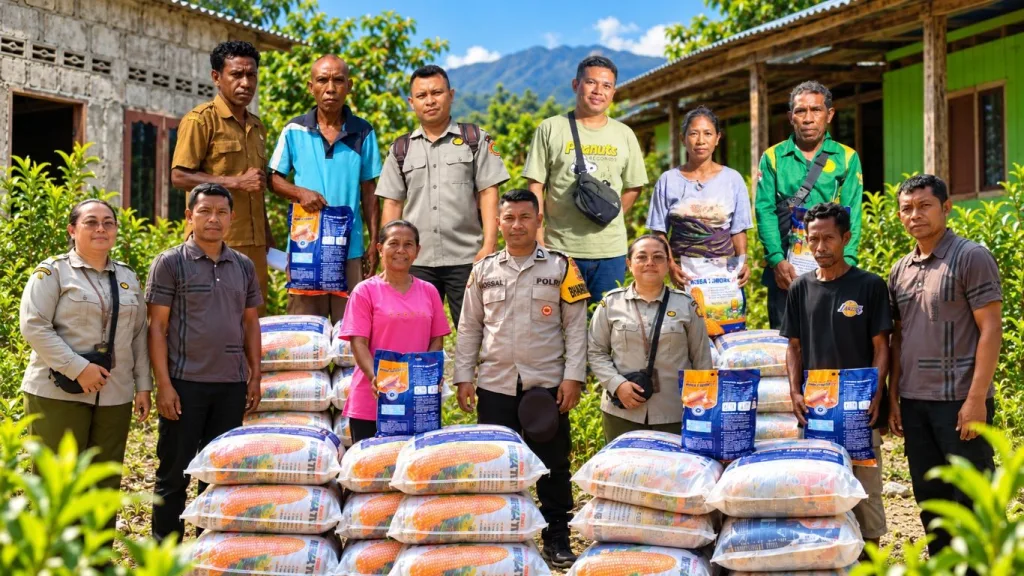 Penyaluran benih jagung hibrida Nusa 01 kepada Kelompok Tani Sinar Kun di Desa Manumutin Silole, Kecamatan Sasitamean