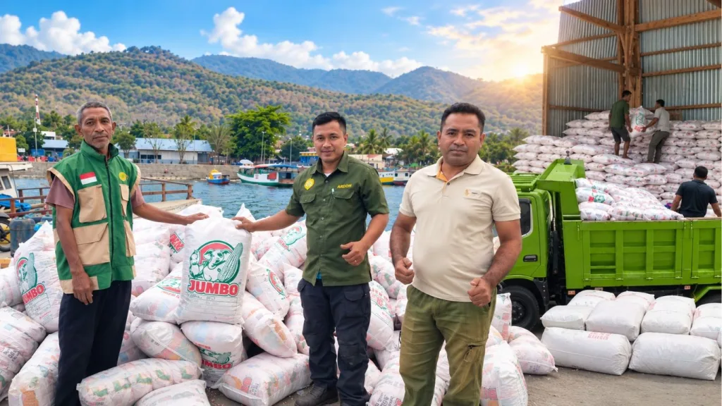 Penyerahan bantuan benih jagung hibrida APBN 2026 di Kabupaten Alor, NTT, untuk mendukung musim tanam Oktober–Desember.