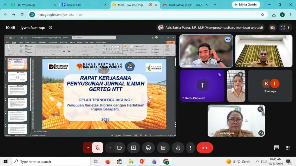 Kolaborasi Lintas Sektor, NTT Susun Jurnal Ilmiah Hasil Gelar Teknologi Jagung